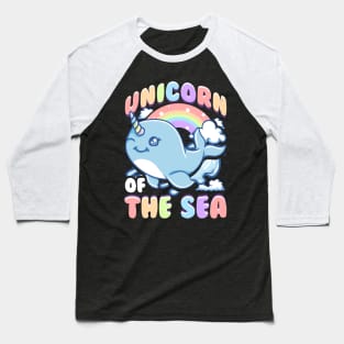 Cute Unicorn Of The Sea Narwhal Rainbow Baseball T-Shirt